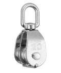 4 Pack M20 Stainless Steel Wire Rope Crane Double Pulley Block for Lifting and Hoisting Heavy Duty Rustproof Corrosion Resistant 360 Degree Rotation Rugged Block System for Tough Jobs, M20 pulley