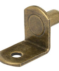 Rock Solid Quarter Inch Shelf Support Pegs For Cabinet Pins And Closet Organizers L Shaped Heavy Duty Bracket in antique brass finish.