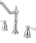 Heritage 8-Inch Centerset Kitchen Faucet Polished Chrome Solid Brass with Porcelain Lever Handle and sprayer