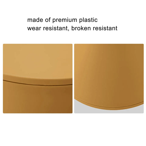 Totally Legit Go To Upgrade Your Living Room Featuring This Premium Hourglass Side Table Doubling As A Round Accent Stool Fully Versatile Dual Sided Plastic Design Built For Chill Vibes Makeup Sessions Or Casual Shoe Changing In Ginger close-up of ginger plastic finish highlighting wear and break resistance features.