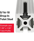 Drop In T Slot Hammer Head Stud Bolt With 5/16-18 Thread, 1 Inch Length, in 80/20 Aluminum Extrusion T Slot Channel Hardware, 15 Series