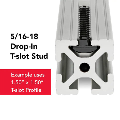 Drop In T Slot Hammer Head Stud Bolt With 5/16-18 Thread, 1 Inch Length, in 80/20 Aluminum Extrusion T Slot Channel Hardware, 15 Series