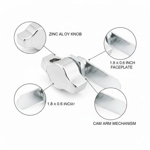 Sturdy Cam Lock For Cabinets, File Drawers And Cupboards, Zinc Alloy Replacement With Silver Finish, Built To Last