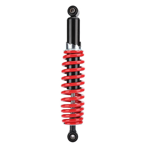 Heavy Duty 350mm Rear Shock Absorber For Buggy ATV Quad Dirt Bike Plus Mountain And Electric Bike, red coil spring on black aluminum body