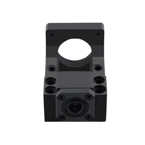 CNCMANS HM12-57 Nema 23 steel motor mounting bracket, front view with large circular hole and bolt holes