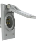 Straight Blade Flanged Power Inlet Receptacle 15 Amp 125 Volt With Nylon Face Body And Strap 5278 CWP Gray outdoor use