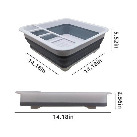 Measurements of Collapsible RV Dish Drying Rack With Built In Utensil Organizer Portable Kitchen Drainer For Campers And Travel Trailers