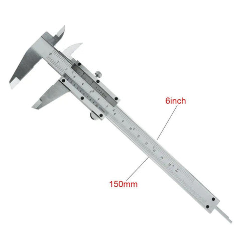 Pro Grade Six Inch Stainless Steel Caliper for Inside Outside Depth and Step Measurements, 0 to 6 Inches or 150 mm
