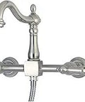 Heritage Wall Mount Kitchen Faucet Sprayer Brushed Nickel With Solid Brass Construction And Drip Free Ceramic Disc Cartridge