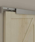 6Ft Barn Door Sliding Hardware Kit Aluminum Alloy Box Rail Track For Interior Single Wooden Door installed view