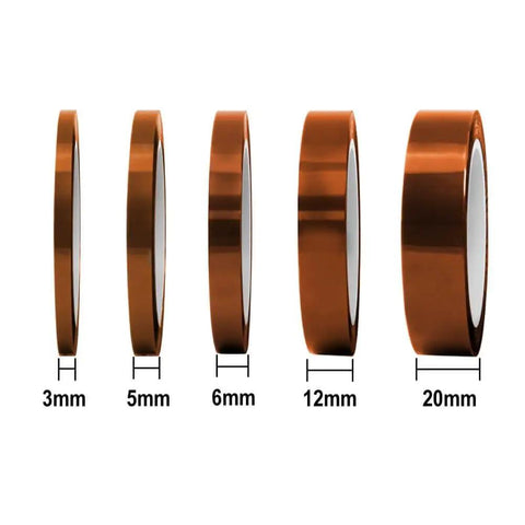 High Temp Tape 5 Pack Set With Mixed Widths 1/8 Inch, 7/32 Inch, 1/4 Inch, 15/32 Inch, 25/32 Inch Heat Resistant Up To 536F in various sizes