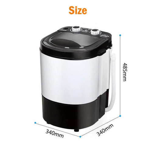 Compact Mini Washing Machine 36kg Personal Clothes Washer Portable Laundry Lifesaver Super Handy For Dorms Apartments And Rvs Easy Peasy Operation No Sweat Compact Design In Black with size dimensions 340x340x485mm.