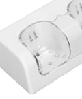 Close-up of Dual Controller Charging Dock with ABS Material Portable Battery Charger for Remote Controllers, transparent slots visible on white finish