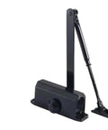 Adjustable Door Closer For 25 To 85 Kg Doors With S Positioning Style And Soft Close Buffer In Black Aluminum Alloy Finish