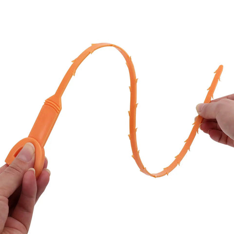 Flexible Drain Snake Tool For Hair And Debris Unclog Toilets Sinks Showers Bathtubs And Sewers 19.6 Inch 12 Pack being bent by hands