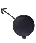 Front view of Tow Hook Cover Cap for Hyundai Accent 2012-2017 and Kia Forte 2014-2018 Forte5, black ABS round cap