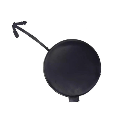Front view of Tow Hook Cover Cap for Hyundai Accent 2012-2017 and Kia Forte 2014-2018 Forte5, black ABS round cap