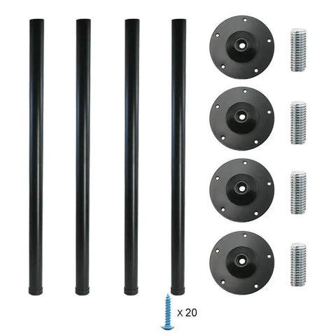 Adjustable 28 Inch Metal Desk Legs Set Of 4 In Heavy Duty Black Finish For Office Desks And Tables One Point Five Inch Diameter Height Adjusts About