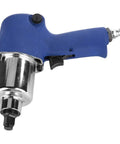 Industrial Pneumatic Impact Wrench With 5 Speed Control And Heavy Duty Performance For Garage Work built with compact blue handle and steel body.