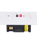 Pro Grade GFCI Smart Ground Fault Protection Socket For Indoor Outdoor Use with white receptacle and red reset button.