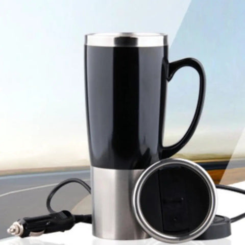 Dashing Portable Car Kettle With Sturdy Stainless Steel Build And 50 Watts Of Steady Heat to pour hot coffee in car cup holder.