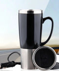 Sleek Stainless Steel Car Kettle That Zaps Water Fast With 50W Power And Deep Heat Insulation for hot drinks.