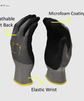 Maxiflex PIP Large Ultimate Micro Foam Nitrile Coated Work Gloves With Nylon Liner and Continuous Knit Wrist for Tough Jobs