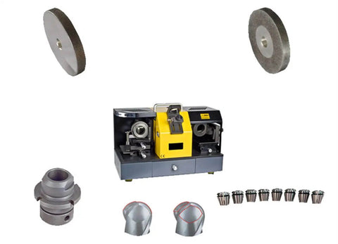 Heavy Duty Ball End Mill Sharpener Grinder for Milling Cutters, 6 to 20MM, with Taiwan Diamond Wheel and accessories.