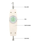 High Capacity 500N Force Gauge With Analog Dial Dynamometer And Optional Digital Readout, Workhorse Push Pull Tester For Precise Force Measurement, Handy Handheld Clamp Mountable Instrument For Electronics And Appliance Testing, white body with pull rod and dial