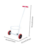 Manual Bucket Cart With Open Frame Trolley Angled Handle And Padded Grip Two Wheel Hand Truck Carrier For Easy Guided Bucket Transport On Floors And Outdoors White, 90 cm tall