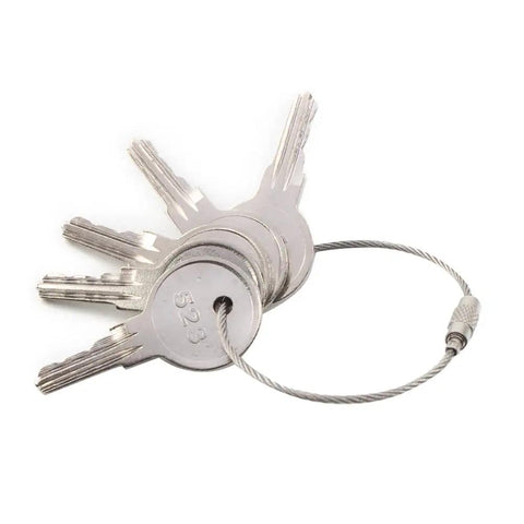 Set Of 5 Premium Replacement Keys CH523 Compatible With Snorkel Lifts And Boom Trucks Built Like A Tank Featuring Killer Grip And Rust Proof Durability, showing metal keys on a key ring.