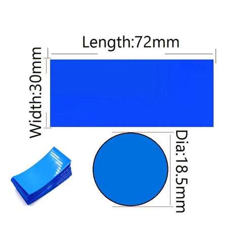 Bulk 100 Pcs 18650 Battery PVC Heat Shrink Tubing 30mm Wide 72mm Long 0.08mm Thick Plus 100 Pcs 18650 Li Battery Insulation Gasket