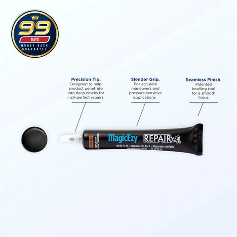 Appliance Touch Up Paint For Stoves Microwaves And Fridges Black Epoxy Repair Kit tube with product details and cap on display.