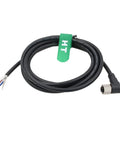 Elbow M12 A Coded 4 Pin Female Connector Shielded Cable to Bare Wire Leads for Sensor Actuator and Industrial Automation 3m coiled