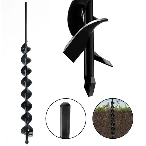 Beefed-Up Heavy Duty 23 Inch Post Hole Auger Drill Bit with two sharp thickened blades and 8-spiral flights, black manganese steel