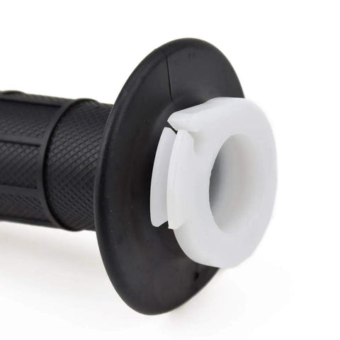 Black mini bike throttle handlebar grip with 22mm fit for Coleman CT200U, side view showing the grip texture.