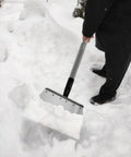 Person using Do It All Garden Shovel With Adjustable Handle Three Stage Length 57 Inches Long Heavy Duty Stainless Steel Spade for snow removal