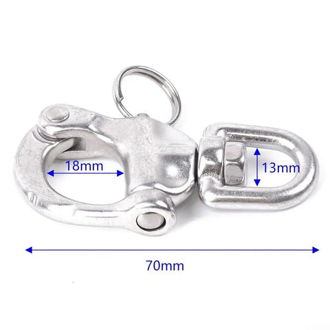 316 Stainless Steel Swivel Bail Snap Shackle Hook 70mm For Marine Rigging On Boats And Yachts Rock Solid Heavy Duty Silver, 70mm