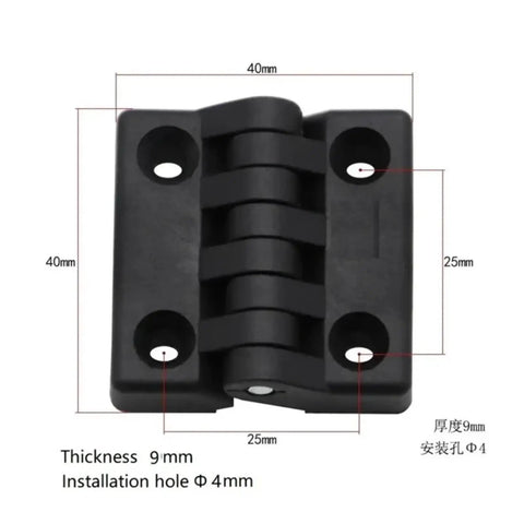 Black Nylon Plastic Butt Hinge 40mm x 40mm, part of Set Of 10 For Wooden Boxes And Furniture Doors Lightweight And Wear Resistant Easy To Install