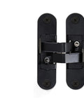 Front view of Hidden Cross Hinge For Invisible Doors And Cabinets, 3D Adjustable 180 Degree Folding Door Hinge, Concealed Stainless Steel H Shaped Door Hardware For Wooden Doors, Large Right.