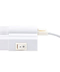 Close-up of on-off switch on Lit LED Under Cabinet Light 24 Inch, 1200 Lumens Warm White 3000K Plug In, Undercabinet Strip, Easy Install.