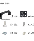10 Series 1010 Hinge And Door Handle Kit For 1 By 1 Inch Aluminum Profiles Includes pivot hinges, handles, screws, and nuts package contents.