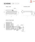 Diagram illustrating the construction details of Modern Black Double Swing Interior French Doors With Glass In Solid Wood