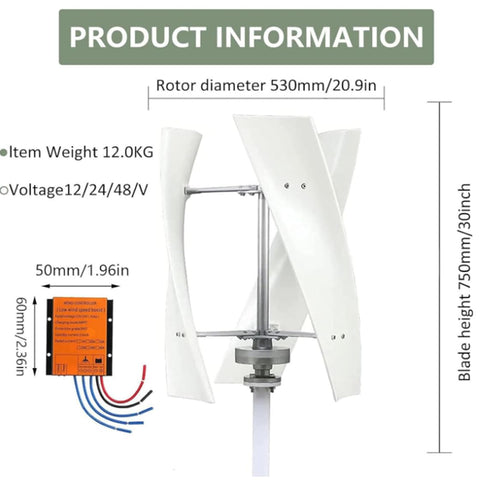 Vertical Wind Turbine 3000W/8000W Home Power System With Controller And Grid Inverter, Easy Install 48V Renewable Energy Solution