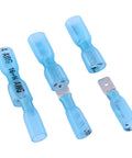 100-Piece Fully Insulated Spade Terminal Kit For DIYers With Nylon Heat Shrink Waterproof Quick Disconnects, blue connectors