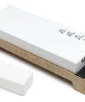 Pro Grade Toishi Whetstone Water Stone for Knife Sharpening, 8000 Grit Japanese Whetstone with Nagura, on wooden base, durable made in Japan.