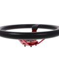Dope 14 Inch PU Drifting Steering Wheel With Horn Button Universal Fit For Car Golf Cart And Racing Simulators Crimson Racing Game Steering Wheel For Outdoor Use, side view