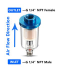 2 Pack Must-Have Mini In-Line Air Filter Moisture Separator For Compressor Hoses And Air Tools 1/4 Inch NPT Inlet Outlet