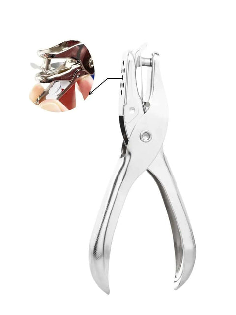 2 Pack Mini Hole Punches 1 Eighth Inch And 1 Quarter Inch Handheld Circular Paper Punch for DIY Crafts, shown in silver metal