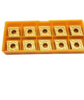Pro Grade Carbide Turning Inserts CNMG431 CNMG432 Gold PVD Coated, 10 pieces, in yellow storage box for CNC lathe machining